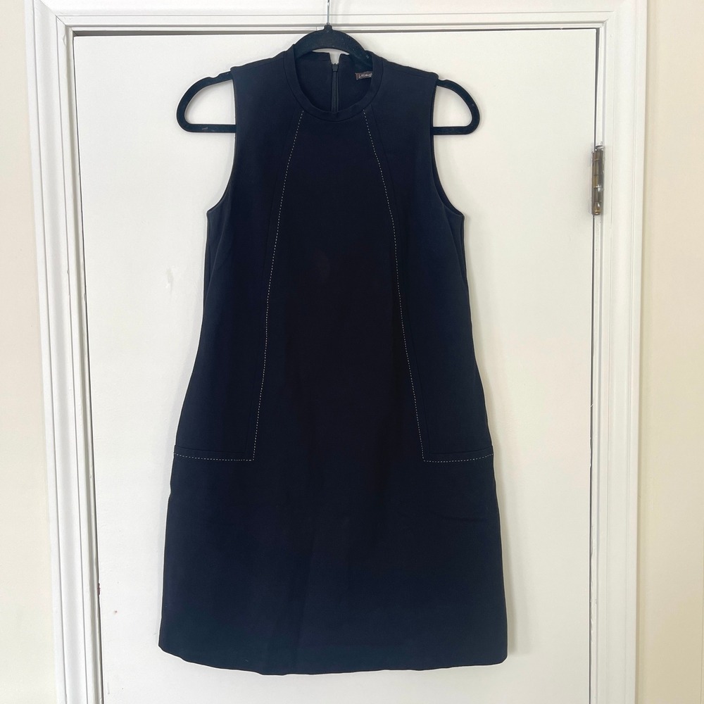 J. McLaughlin Alicia Black Ponte‎ Knit Shift Dress Sleeveless Pockets Size XS
